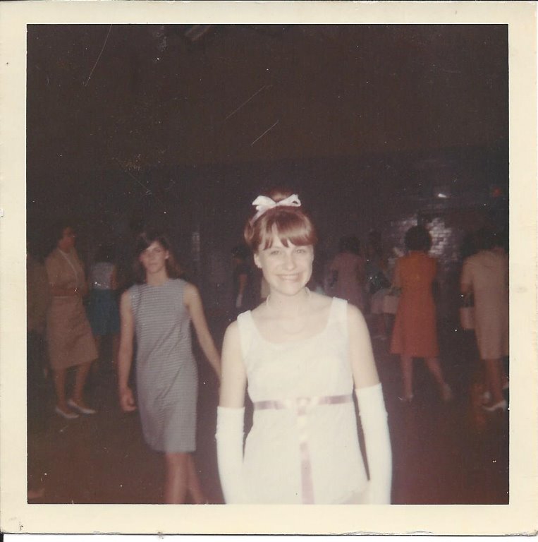 Arlene Scott WJ fashion show May 1966 - all clothing was crafted in sewing classes at WJ. Arlene made her senior prom dress.