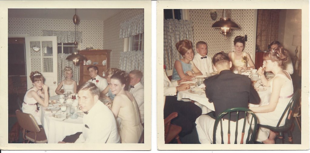 Breakfast following the WJHS 1966 senior prom. From top of table: Jeri Lee, Joe Anderson, Pat Zimmerman, Mike Wilson, Cindy Langley, and ?, Arlene Scott, Don Piccone (WJ65)